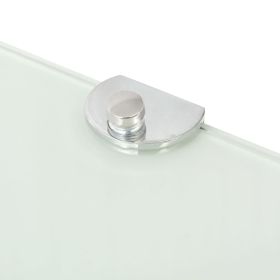 vidaXL Glass Corner Shelf with Chrome Supports, White, 35 × 35 cm