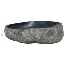 vidaXL Oval River Stone Basin Sink, Natural Stone Vessel Wash Basin (17.7–20.9 in x 13.4–16.1 in)