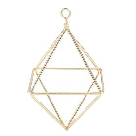 Gold Geometric Hanging Plant Holder with Bromeliad Flower Design for Home Decor