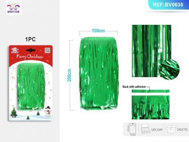 Bright Green Christmas Rain Silk Door Curtain for Holiday Party Decoration