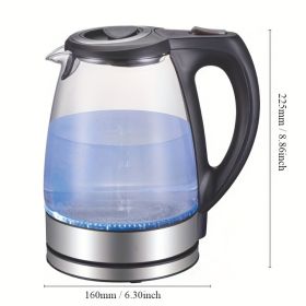 1.7L Glass Electric Kettle with Stainless Steel Filter & Inner Lid, 1200W Wide-Opening Tea Kettle in Black