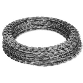 vidaXL Galvanized Steel Razor Wire Helical Coil Roll, 328.1 ft