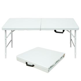 4 Ft White Portable Folding Table for Indoor and Outdoor Use, Heavy-Duty Foldable Camping Table with 135 kg Weight Capacity