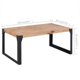 vidaXL Solid Acacia Wood Coffee Table, 100 × 60 × 45 cm for Living Room Use