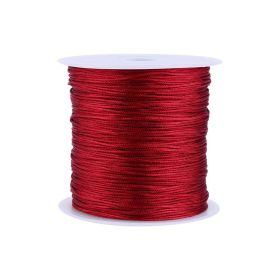 100m Burgundy Nylon Chinese Knot Cord, 0.8mm Rattail Macramé Thread for Craft and Jewelry Making
