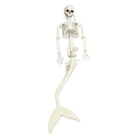 Life-Size Skeleton Mermaid Halloween Decoration with Movable Posable Joints, Realistic Full-Body Prop for Outdoor Display