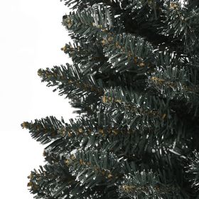 vidaXL Artificial Slim Christmas Tree with Stand, Green PVC, 210 cm