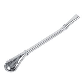 Stainless Steel Yerba Mate Bombilla Drinking Straw with Filtered Spoon, Durable Silver Mate Tea Accessory