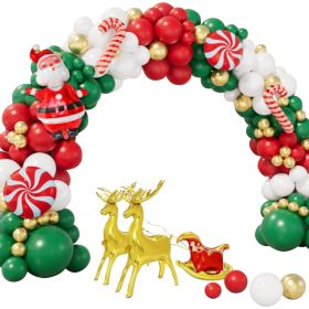 Xmas Balloon Garland Arch Kit in Metallic Gold, Green, Red, and White, Festive Christmas and New Year Party Decorations