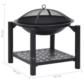 vidaXL Steel Fire Pit with Poker, 21.3 × 21.3 × 21.7 in for Outdoor Heating