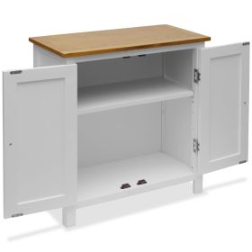 vidaXL Solid Oak Wood Cupboard Cabinet, Compact Storage Unit 27.6×13.8×29.5 in with Natural Finish