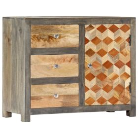 vidaXL Solid Mango Wood Side Cabinet in Grey Finish, Compact Storage Unit 75×30×60 cm
