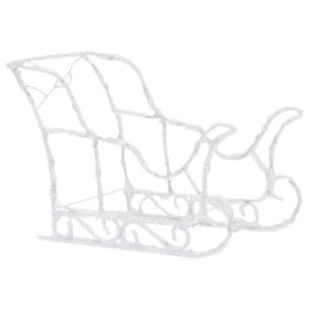 vidaXL Reindeer and Sleigh Christmas Decoration, Acrylic, 110.2 × 11 × 21.7 in