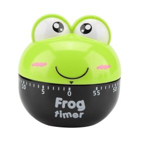 Cartoon Animal-Shaped Mechanical Kitchen Timer Clock for Cooking and Baking, Manual Countdown Tool (Green)