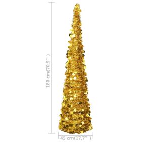 vidaXL Pop-Up Artificial Christmas Tree, Gold PET, 6 ft