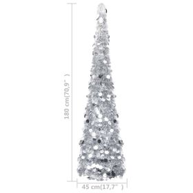 vidaXL Pop-Up Artificial Christmas Tree, Silver PET, 6 ft