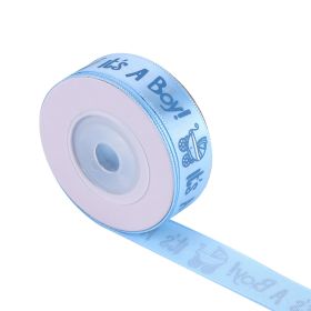 10-Yard Blue Satin Ribbon “It’s a Boy”, Baby Shower and Christening Party Favor Gift Wrapping Ribbon