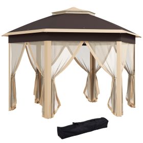 Outsunny 13×13 ft Pop-Up Hexagonal Gazebo with 6 Zippered Mesh Nettings, Instant Canopy Shelter for Outdoor Events