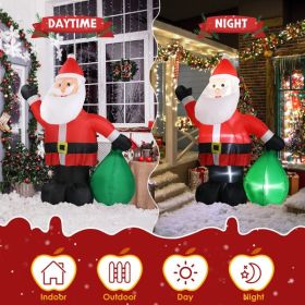 6ft Santa Claus Gift Inflatable Decoration with 4 LED Lights for Outdoor Christmas Display