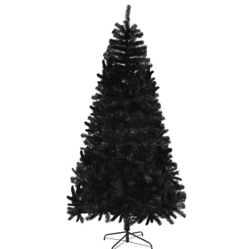 9 ft Unlit Artificial Christmas Tree with 2132 Tips, Auto-Open Hinged Branches and Steel Base, Black
