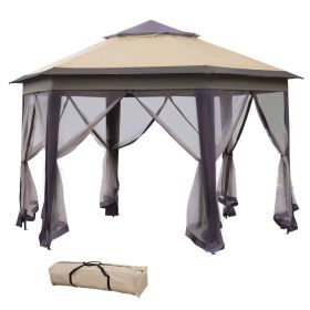 13×13 ft Pop-Up Hexagonal Gazebo with 6 Zippered Mesh Nettings, Canopy Shelter for Outdoor Events and Gatherings