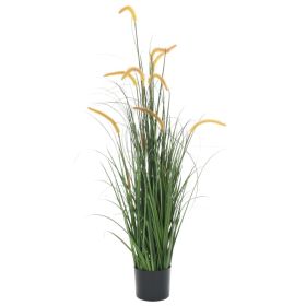 vidaXL Artificial Grass Plant with Cattail, 53.1 Inches for Home and Office Decor