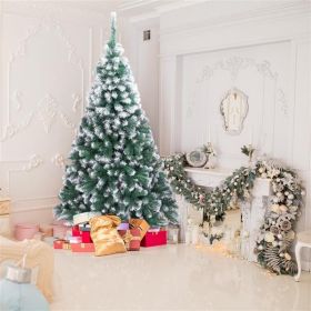 Green Pointed PVC Christmas Tree with Snow-Style White Tips for Holiday Decor