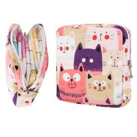 Cartoon Sanitary Napkin Storage Bag, Compact Cosmetic Pouch for Sanitary Pads, Makeup, and Travel Essentials