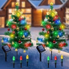 Solar-Powered Christmas Tree Lights, 2-Piece Set for Outdoor Holiday Decor