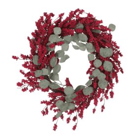 29-Inch Eucalyptus Berry Decorative Wreath for Door and Wall Decor