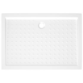 vidaXL White ABS Shower Base Tray with Anti-Slip Dots, 70×100×4 cm Rectangular Shower Pan