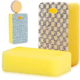 4-Piece Durable Jacquard Cleaning Sponge Set, Multi-Purpose Scrub Sponges for Kitchen and Household Tasks
