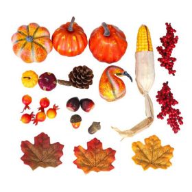 49-Piece Fall Pumpkin Decoration Set with Artificial Pumpkins, Pine Cones, Berries, Corn, and Maple Leaves