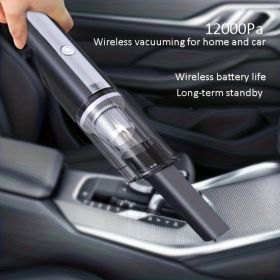 Wireless Mini Car Vacuum Cleaner with Strong Suction, Rechargeable Handheld Vacuum for Car and Home Use (Silver)