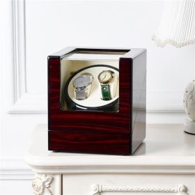 Single-Head Dual Watch Winder in Redwood with High-Gloss Finish, Quiet Automatic Watch Shaker (Beige)