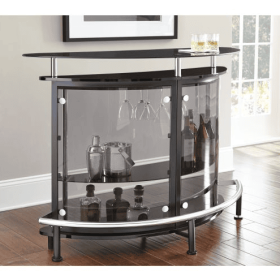 Ariana Black Bar Table or Server, Modern Serving Furniture for Home or Entertaining Spaces