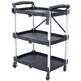 Iron and Plastic Folding Service Cart, Mobile Utility Trolley for Home, Office, or Commercial Use