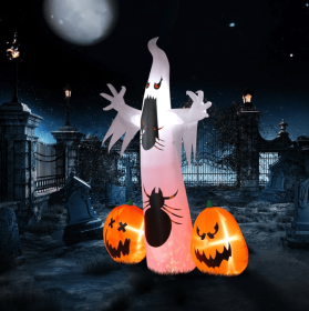 11.8 Ft Halloween Inflatable Decoration with Ghost, Spider, and Pumpkin Design for Outdoor Yard and Party Display