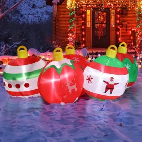 6.9ft Christmas Inflatable Decoration with Five Ornaments and LED Lights for Outdoor Display