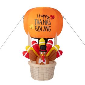 6 Ft Turkey Hot Air Balloon Inflatable Decoration with 5 LED Lights for Outdoor Holiday Display