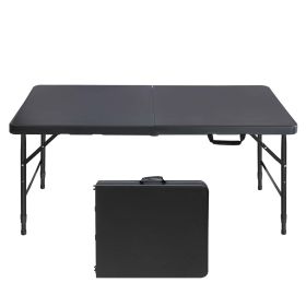 4ft Portable Folding Table for Indoor and Outdoor Use, 135kg Load Capacity, Black