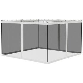 Outsunny 10×12 ft Replacement Mesh Sidewall Netting with Zippers for Patio Gazebos and Canopy Tents