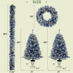 Pre-Lit Artificial Christmas Tree, 4-Piece Set with Built-In Lights for Easy Holiday Decoration