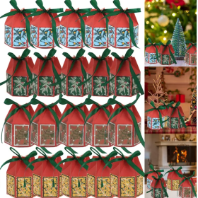 20-Piece Christmas Candy Gift Boxes with Ribbon, Snowflake & Tree Treat Boxes for Holiday Parties