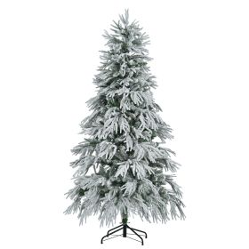 6ft Pre-Lit Snow-Flocked Spruce Christmas Tree with 300 Multicolor LED Lights