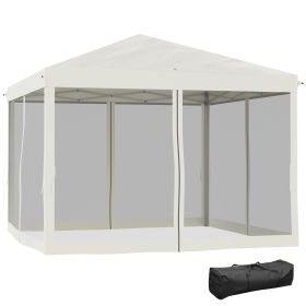 Outsunny 10×10 ft Pop-Up Canopy Tent with Mesh Netting, Instant EZ-Up Screen House Gazebo for Outdoor Events, Backyard, or Camping