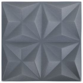 vidaXL 3D Origami Wall Panels, 12-Piece Set, Grey, Covers 3 m²