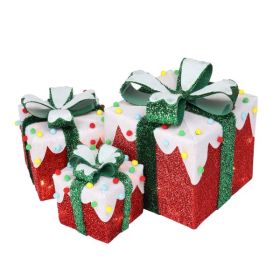 3-Piece Iceberg Effect Colored Cotton Ball Courtyard Gift Box Decoration