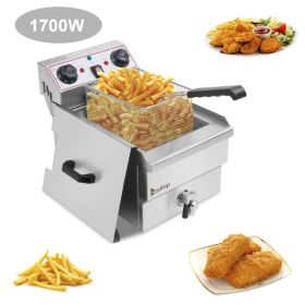 US EH101V Electric Deep Fryer, Silver Stainless Steel for Home Kitchen Use