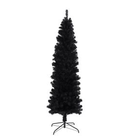 7.5 ft Black Slender Artificial Christmas Tree with Collapsible Metal Stand